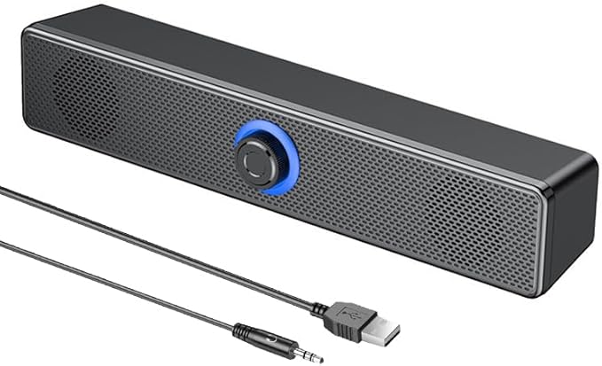 Computer Soundbar, PC Lautsprecher 2.0 mit AUX 3.5mm Kabel & USB – Gaming Speaker für PC, Laptop, Fernseher, Monitor, Tablet