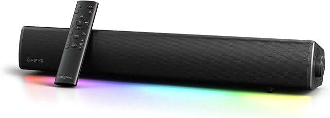 CREATIVE Sound Blaster GS5 RGB Gaming Soundbar mit SuperWide-Technologie, Stromversorgung über Adapter, bis zu 60 W Spitzenleistung, Bluetooth 5.4, Optical-in, Kopfhörerausgang, für PC und TV